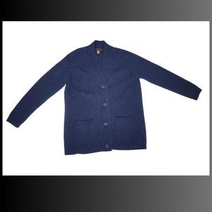 Vintage Yarnworks Navy Blue Two Pocket Ribbed Cardigan